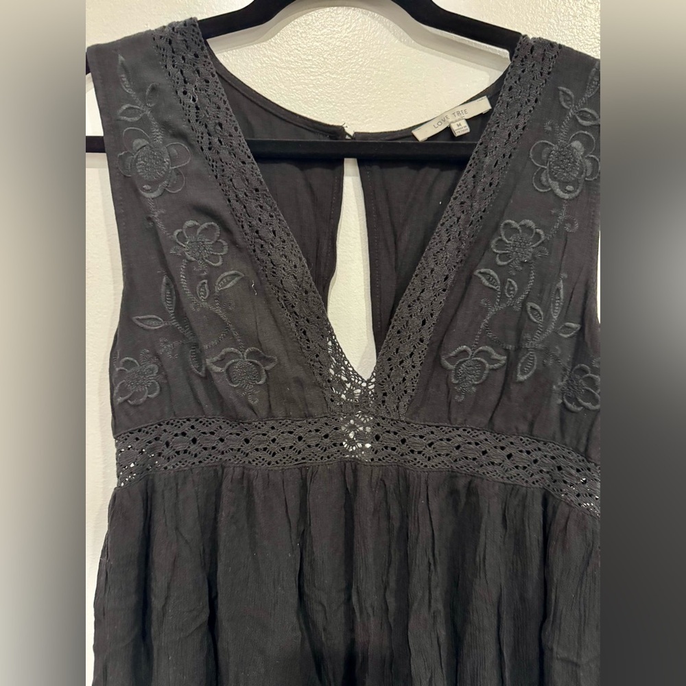 Love Tree Black Embroidered V-Neck Mini Dress - Picture 2 of 2